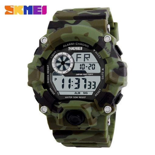 SKMEI Outdoor Sport Watch Men Alarm Clock 5Bar Waterproof Military Watches LED Display Shock Digital Watch Reloj Hombre 2019