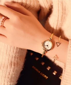 Small Gold Bangle Bracelet Luxury Watches Stainless Steel Retro Ladies Quartz Wristwatches Fashion Casual Women Dress Watch