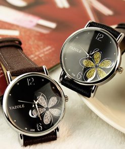 Yazole Watches Women 2019 Fashion Leather Strap Flower Female Clock Ladies Quartz Wrist Watch Montre Femme Relogio Feminino