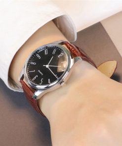 Mens Simple Business Fashion Leather Quartz Wrist Watch