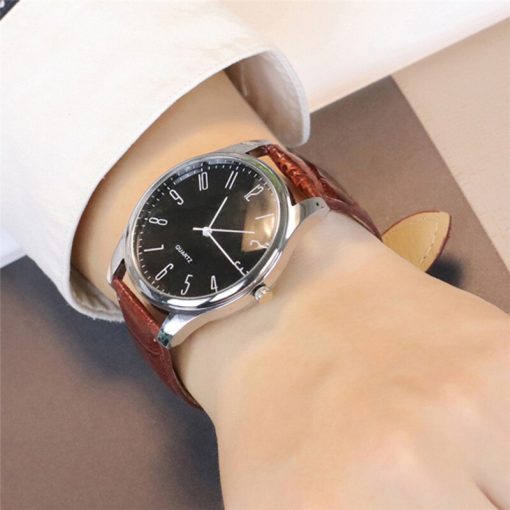 Mens Simple Business Fashion Leather Quartz Wrist Watch