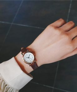 Bamboo Knot Vintage Leather Women Small Watches Designer Blue Pointer Simple Number Dial Fashion Ladies Quartz Wristwatches