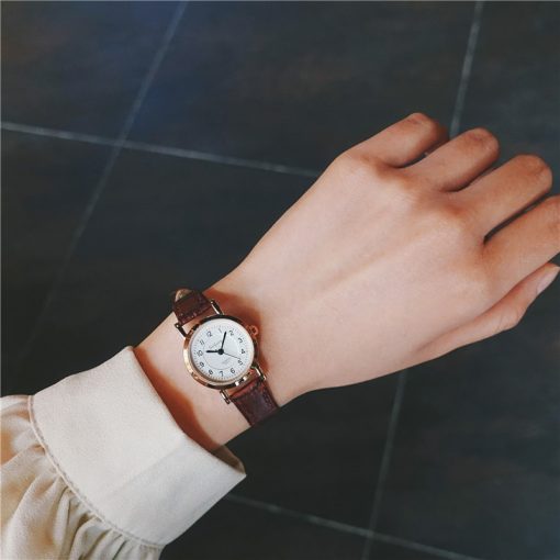 Bamboo Knot Vintage Leather Women Small Watches Designer Blue Pointer Simple Number Dial Fashion Ladies Quartz Wristwatches