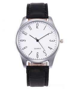 Mens Simple Business Fashion Leather Quartz Wrist Watch