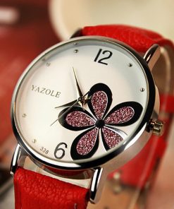 Yazole Watches Women 2019 Fashion Leather Strap Flower Female Clock Ladies Quartz Wrist Watch Montre Femme Relogio Feminino