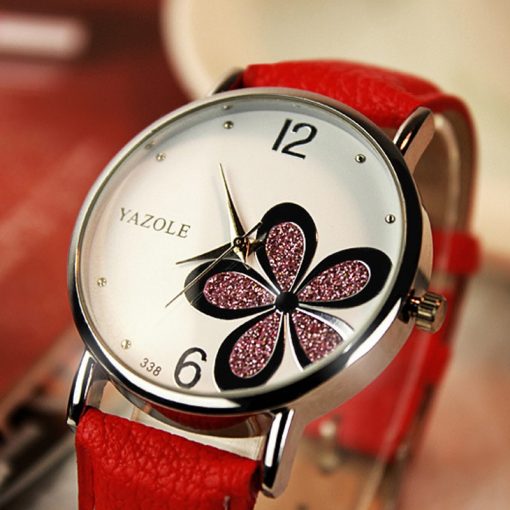 Yazole Watches Women 2019 Fashion Leather Strap Flower Female Clock Ladies Quartz Wrist Watch Montre Femme Relogio Feminino