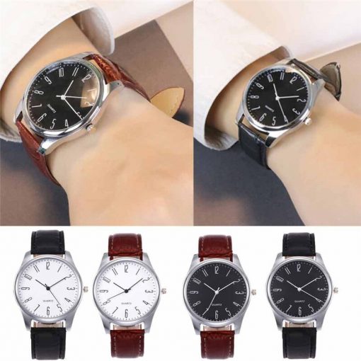 Mens Simple Business Fashion Leather Quartz Wrist Watch