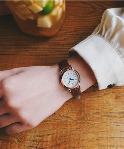 Bamboo Knot Vintage Leather Women Small Watches Designer Blue Pointer Simple Number Dial Fashion Ladies Quartz Wristwatches