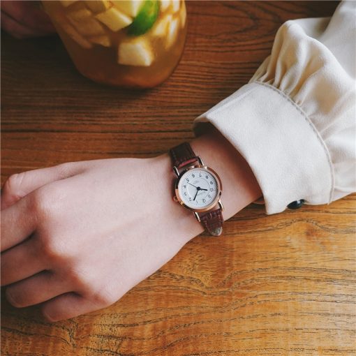 Bamboo Knot Vintage Leather Women Small Watches Designer Blue Pointer Simple Number Dial Fashion Ladies Quartz Wristwatches