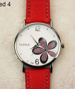 Yazole Watches Women 2019 Fashion Leather Strap Flower Female Clock Ladies Quartz Wrist Watch Montre Femme Relogio Feminino