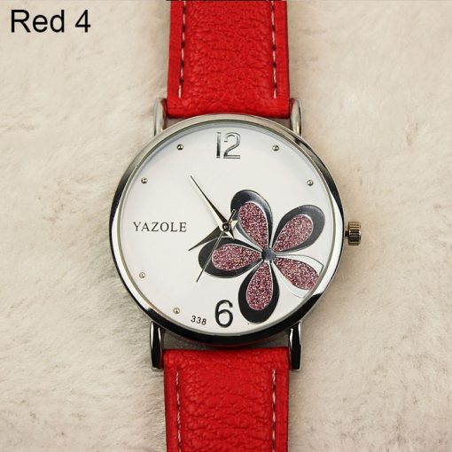 Yazole Watches Women 2019 Fashion Leather Strap Flower Female Clock Ladies Quartz Wrist Watch Montre Femme Relogio Feminino