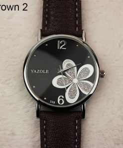 Yazole Watches Women 2019 Fashion Leather Strap Flower Female Clock Ladies Quartz Wrist Watch Montre Femme Relogio Feminino