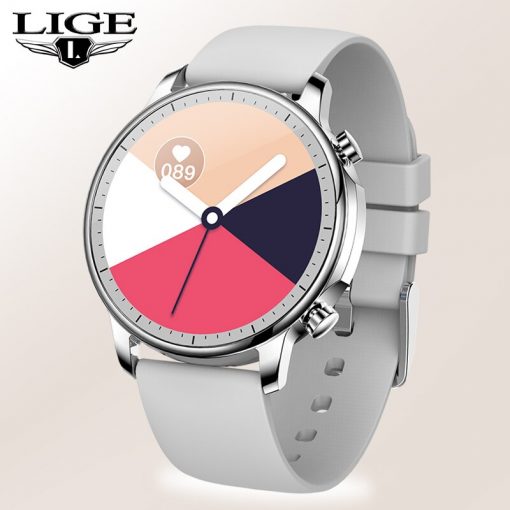 LIGE New Fashion Women Smart Watch Men Full Screen Touch Waterproof Heart Rate Blood oxygen Multifunction Sport Smartwatch