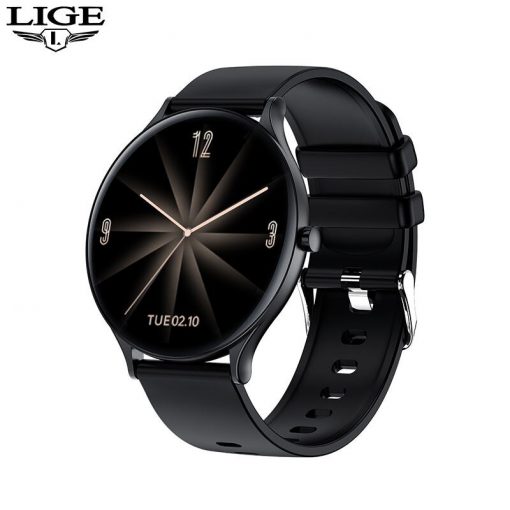 LIGE New Fashion Women Smart Watch Men Full Screen Touch Waterproof Heart Rate Blood oxygen Multifunction Sport Smartwatch