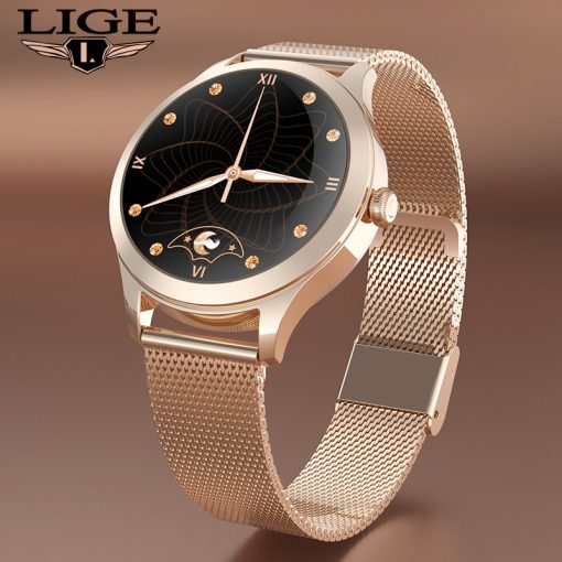 LIGE Ladys Smart Watch Women luxury Smartwatch Full Touch Round Sreen Heart Rate Monitor Blood Pressure Oxygen Fitness Tracker