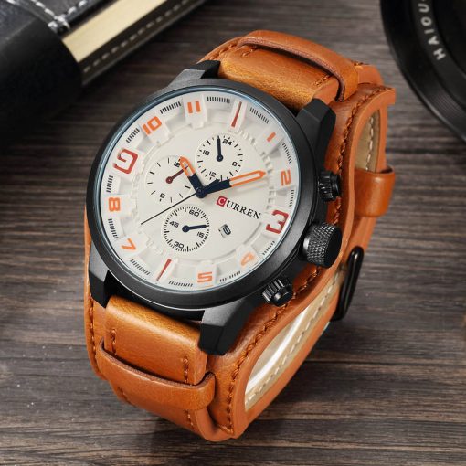 Top CURREN 8225 Brand Luxury Mens Watches Male Clocks Date Sport Military Clock Leather Strap Quartz Business Men Watches Gift