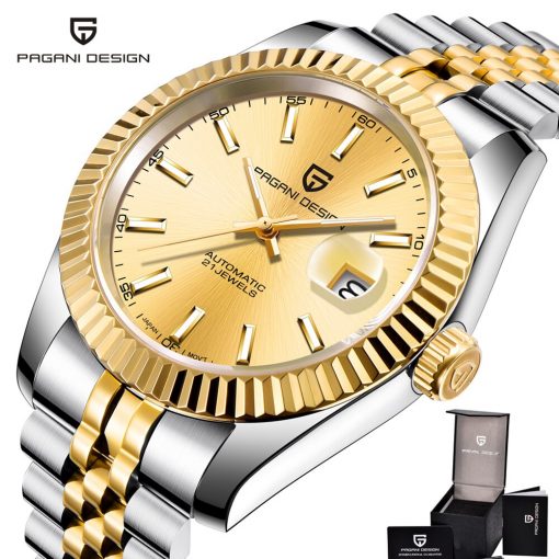 Pagani Design Men Watch Automatic Mechanical Mens Watches Bling Diamond Quartz Watches for Women Gold Stainelss Steel Male Clock