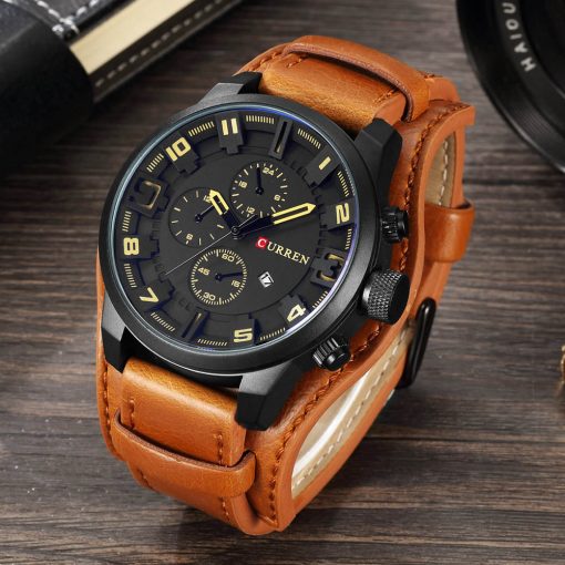 Top CURREN 8225 Brand Luxury Mens Watches Male Clocks Date Sport Military Clock Leather Strap Quartz Business Men Watches Gift