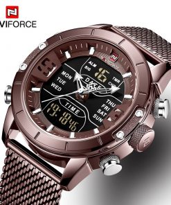 NAVIFORCE Sport Analog Digital Watches Men Luxury Brand Stainless Steel Sports Men's Watches Digital Waterproof Man Watch