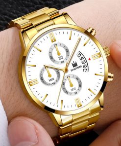 Luxury Men Military Quartz Watch Men Stainless Steel Gold Calendar Date Wristwatch Male Clock Relogio Direct