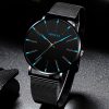 Minimalist Men's Fashion Ultra Thin Watches Simple Men Business Stainless Steel Mesh Belt Quartz Watch Relogio Masculino