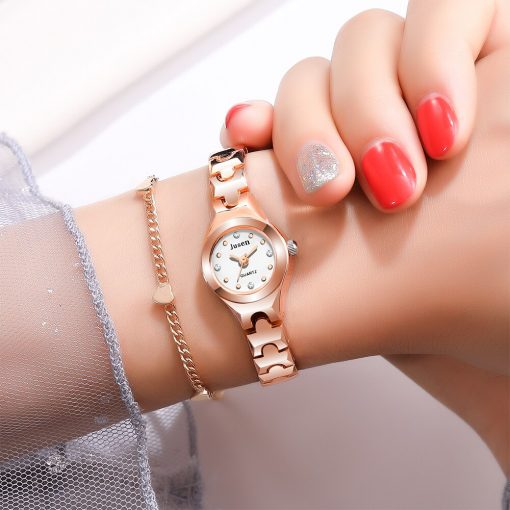 Qualities Small Fashion Women Watches Rose Gold Luxury Stainless Steel Ladies Wristwatches Diamond Female Bracelet Watch Gifts