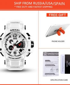 SMAEL Men Watches White Casual Watches Men LED Digital 50M Waterproof Sport Watch S Shock Watch 1509 relogio masculino