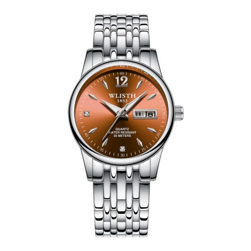 WLISTH Women Watch Tungsten Steel Women Watches Lovers Gift Rose Gold Chinese-English Calendar Quartz Clock Waterproof Watch