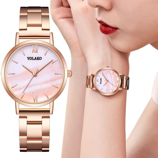 Fashion Quartz Watch Luxury Women Rose Gold Stainless Steel Strap Analog Watch Scale Dial Watch Clock Damski Zegarek 2020 New